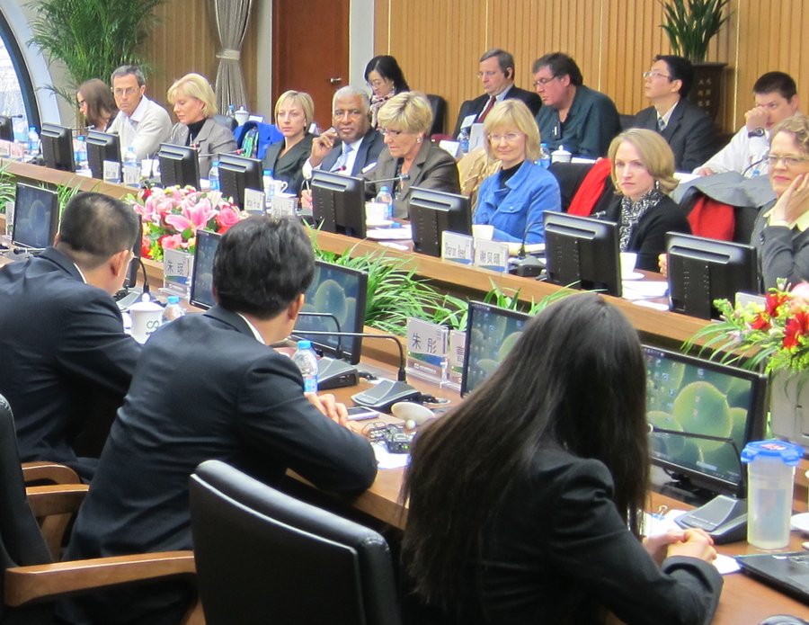 Sharon Reed at a U.S.-China bilateral delegation meeting, MOHURD